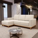 Ver imagem 2 de Sofá Living 200cm 3 Lugares com Chaise Esquerdo Kayrós D05 Linho Bege - Mpozenato