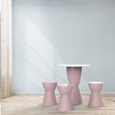 Ver imagem 2 de Conjunto Mesa Redonda 60x82cm 3 Banquetas Fit Grifit Rosa/Calla Rose