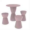 Ver imagem 1 de Conjunto Mesa Redonda 60x82cm 3 Banquetas Fit Grifit Rosa/Calla Rose