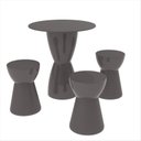 Ver imagem 1 de Conjunto Mesa Redonda 60x82cm 3 Banquetas Fit Grifit Cinza/Mushroom