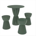 Ver imagem 1 de Conjunto Mesa Redonda 60x82cm 3 Banquetas Fit Grifit Verde/Alecrim