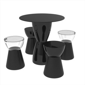 Conjunto Mesa Tampo Polipropileno 60cm e 4 Banquetas Sili Lounge 