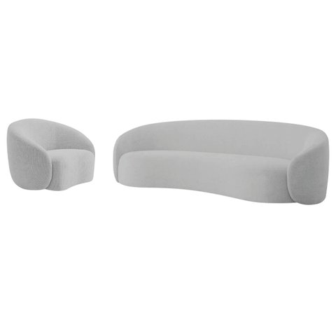 Kit Sofá 3 Lugares 180cm e Poltrona Orgânica Luxo Recepção Amore Linho