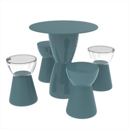 Conjunto Mesa Tampo Polipropileno 60cm e 4 Banquetas Sili Lounge  - 1