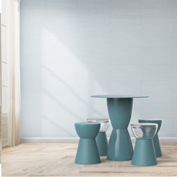 Conjunto Mesa Tampo Polipropileno 60cm e 4 Banquetas Sili Lounge  - 2