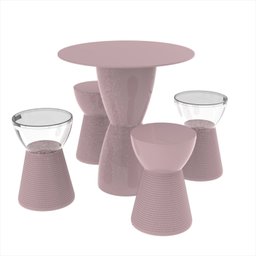 Conjunto Mesa Tampo Polipropileno 60cm e 4 Banquetas Sili Lounge  - 1