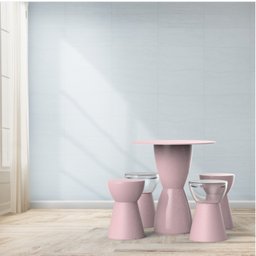 Conjunto Mesa Tampo Polipropileno 60cm e 4 Banquetas Sili Lounge  - 2