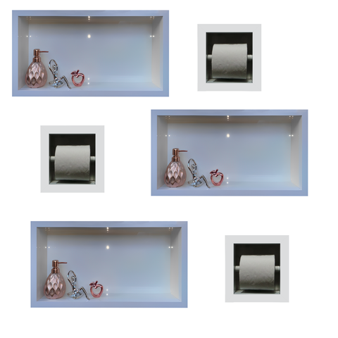 Kit 3 Nichos 3 Porta Papéis em Porcelanato Brancobpara Banheiro