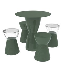 Conjunto Mesa Tampo Polipropileno 60cm e 4 Banquetas Sili Lounge  - 1