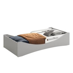 Cama Evolutiva Luna Cinza Fosco com Proteção Lateral Usinada e Colchão D20 - Reller Móveis - 1