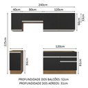 Ver imagem 4 de Armário de Cozinha Completa 240cm Rustic/Preto Glamy Madesa 07