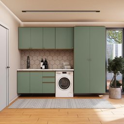 Lavanderia Modulada Kappesberg Celeste 5 Peças Nogueira/verde 280cm - 1