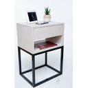 Ver imagem 3 de KIT 2 Mesas De Cabeceira Industrial OFF WHITE 30cm BASE PRETA - Enviamos MONTADO