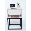 Ver imagem 1 de KIT 2 Mesas De Cabeceira Industrial OFF WHITE 30cm BASE PRETA - Enviamos MONTADO