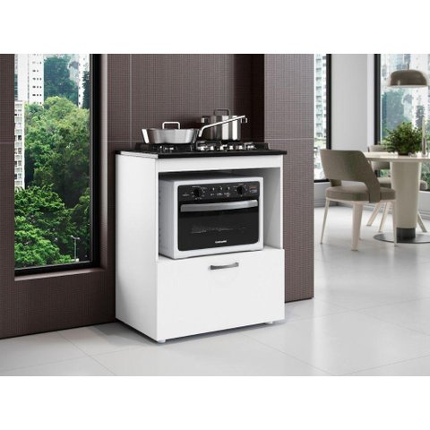 Balcão de Cozinha para Cooktop 5 Bocas e Nicho para Forno Slim Branco