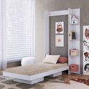 Ver imagem 3 de Cama Solteiro Articulável Vertical Dobrável com Estante Branca Mdp Vancouver Art In Móveis