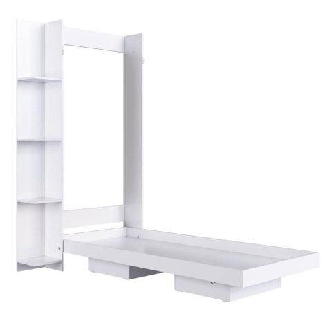 Cama Solteiro Articulável Vertical Dobrável com Estante Branca Mdp Vancouver Art In Móveis