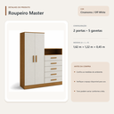 Ver imagem 5 de Guarda Roupa Master 2 Portas 5 Gavetas com Nicho Cinamomo Off White Formimóveis