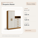 Ver imagem 4 de Guarda Roupa Master 2 Portas 5 Gavetas com Nicho Cinamomo Off White Formimóveis