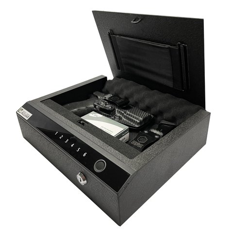 Cofre Digital Eletrônico e Leitor Biométrico P/ Armas Curtas:preto