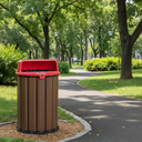 Ver imagem 3 de Lixeira de Madeira Plástica Ecológica 94l - Vermelha