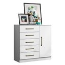 Ver imagem 1 de Cômoda Milão 1 Porta e 5 Gavetas Branco - Aramóveis