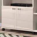 Ver imagem 2 de Rack Bancada para Tv de até 40" 2 Portas e Rodízios Boalis Off White/jequitiba