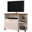 Ver imagem 1 de Rack Bancada para Tv de até 40" 2 Portas e Rodízios Boalis Off White/jequitiba