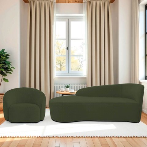 Kit Divã Recamier Orgânico França 160cm Lado Esquerdo e Poltrona Amore Linho