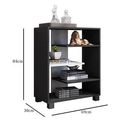 Livreiro Office com Portas Grandes e Livreiro Pequeno Luna Preto Trama – Móveis Leão - 3