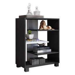 Livreiro Office com Portas Grandes e Livreiro Pequeno Luna Preto Trama – Móveis Leão - 2