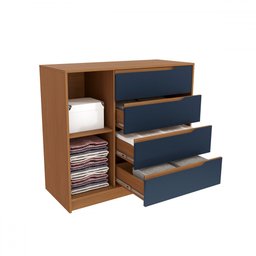 Cômoda 1 Porta 4 Gavetas R260 Canela Azul Profundo Cor Azul - 3