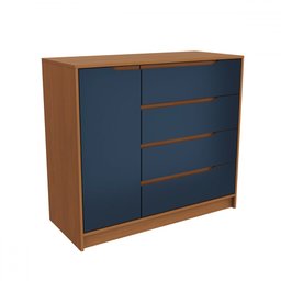 Cômoda 1 Porta 4 Gavetas R260 Canela Azul Profundo Cor Azul - 2