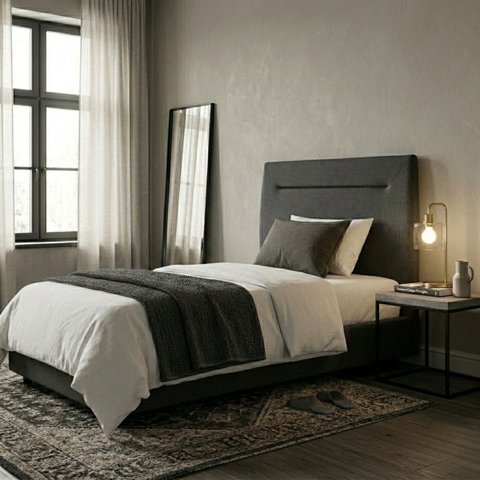 Cabeceira Monaco Cama Solteiro Moderna Cinza 90cm:Chumbo