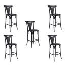 Ver imagem 5 de Kit 5 Banquetas Altas Viena em Aço Preto para Cozinha e Bancada Gourmet com Assento Corino - Preto