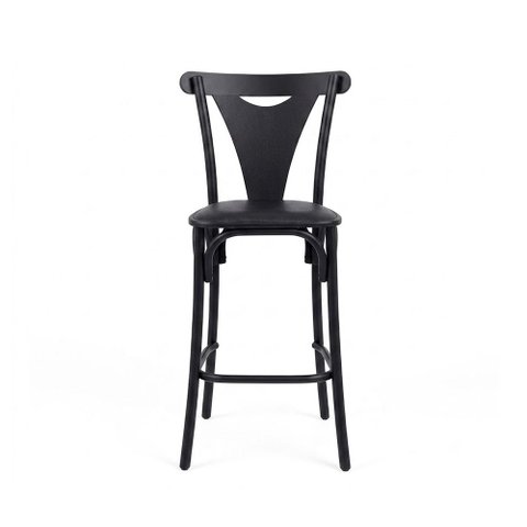 Kit 5 Banquetas Altas Viena em Aço Preto para Cozinha e Bancada Gourmet com Assento Corino - Preto