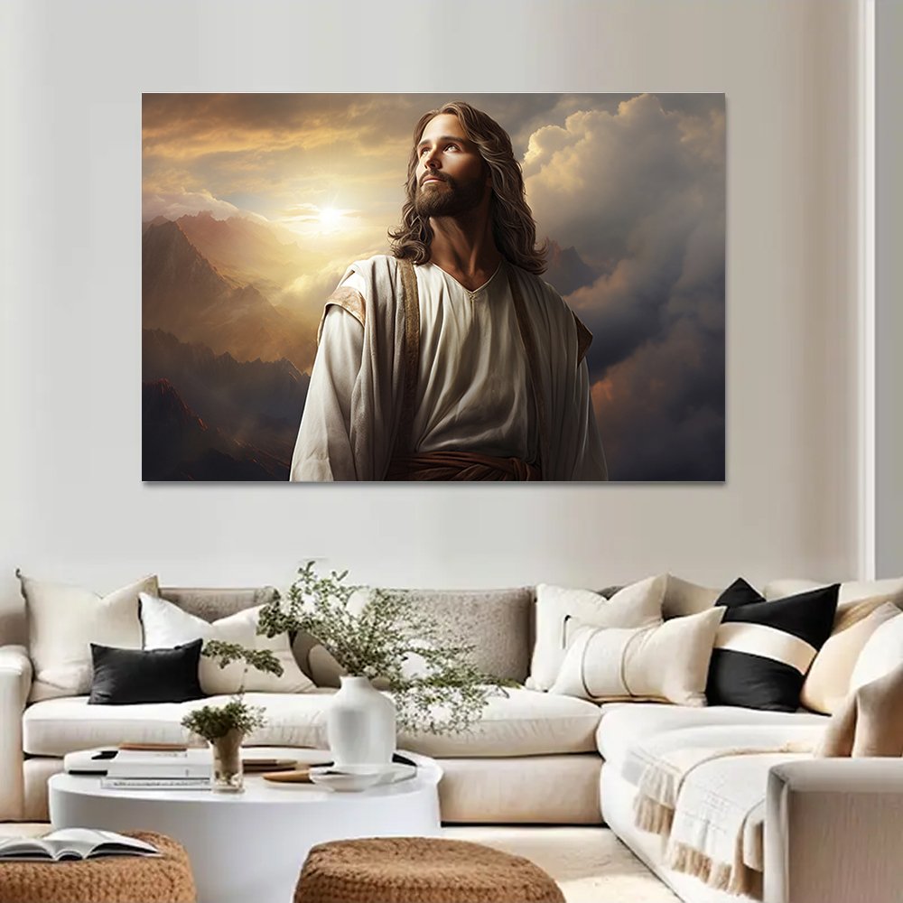 Quadro Decorativo Religioso Contemplaçâo, Tela em Canvas 100x70cm