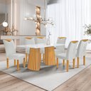 Ver imagem 1 de Conjunto Mesa Stella Ripada 170cm com 6 Cadeiras Stella Tampo Smart Plus com Vidro