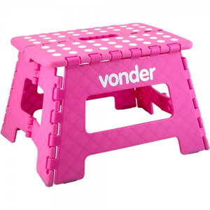 Banqueta de Plástico Dobrável Vonder 220mm 150kg Rosa