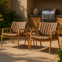 Ver imagem 1 de Conjunto 2 Poltronas Milano para Área ou Varanda Gourmet Estofada Pés em Madeira Maciça Decorativa S