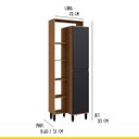 Ver imagem 3 de Paneleiro Laura 70 X 213 X 52 Cm 2 Portas Nichos Mdp Mel Preto - Clicklar