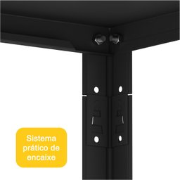 ESTANTE DE AÇO 175X92X30 5 PRAT. C/ REFORÇO PANDIN - PRETO EP-5AR-VU-175 - 4