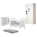 Ver imagem 1 de Guarda Roupa com Cômoda e Berço Americano Soninho MDF Colchão Branco Tigus Móveis