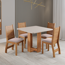 Ver imagem 1 de Mesa Quadrada 90x90 Sala de Jantar Oasis + 4 Cadeira Agatha Estofado em Veludo - Vieiro Móveis