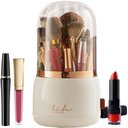 Ver imagem 2 de Porta Pincéis de Maquiagem de Luxo Giratório 360° com Tampa – Branco