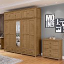 Ver imagem 1 de Conjunto Quarto: Guarda-roupa 10 Portas, Cômoda 4 Gavetas Freijó Topázio Madeira Pinus - Finestra