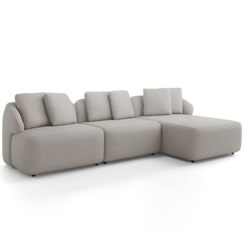 Sofá 4 Lugares com Chaise Direito Sala Living 294cm Arlo F04 Linho Cru Tc-14031 - Lyam Decor