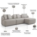 Ver imagem 3 de Sofá 4 Lugares com Chaise Direito Sala Living 288cm Arlo F04 Linho Cru - Lyam Decor