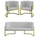 Ver imagem 1 de Kit Sofá 2 Lugares + 2 Poltronas Bouclê para Recepção Gold Cor:cinza