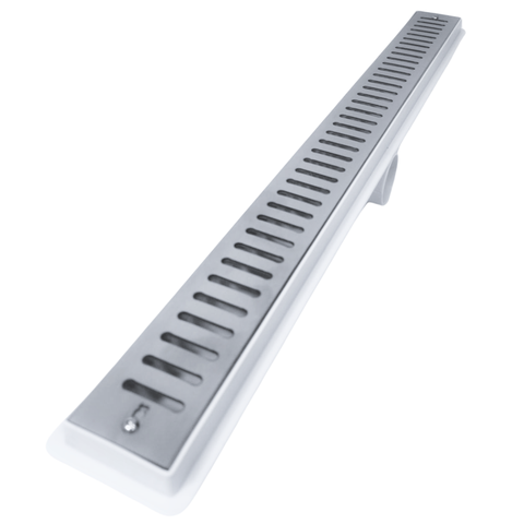 Ralo de Banheiro Abre Fecha 70cm X 5cm Inox 304 Coletor Branco Seca Box